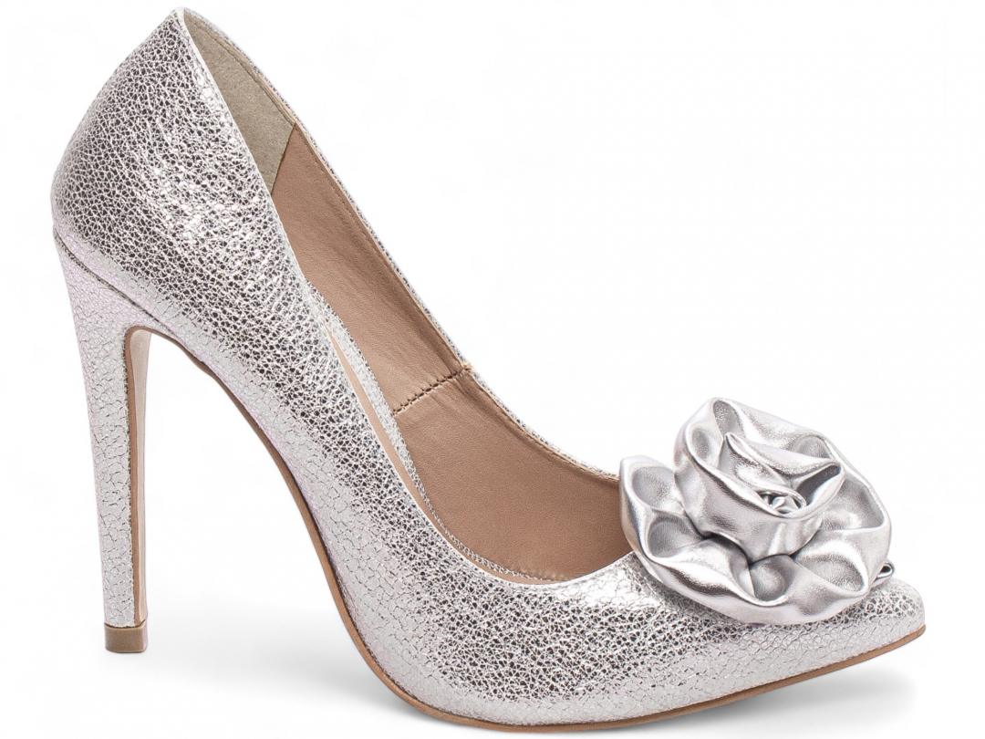 Sapato Scarpin Craquele Prata - Imagem 5