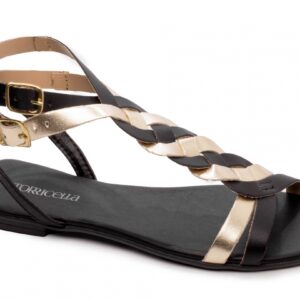 Rasteira Feminina Preta e Dourada